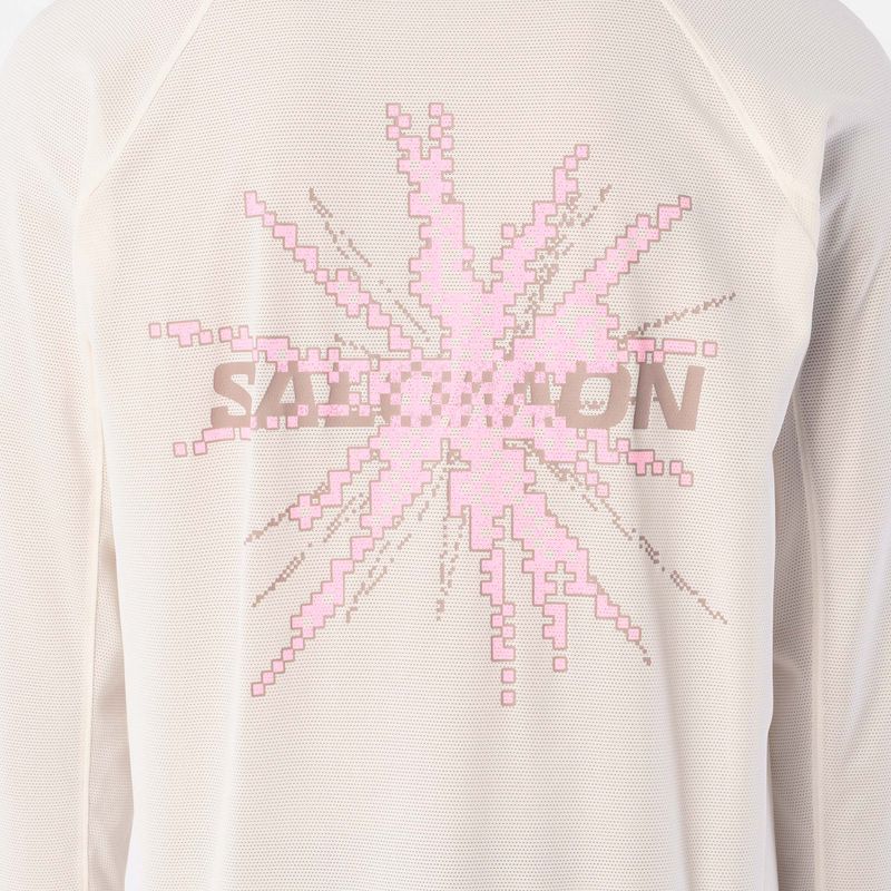 Pánske bežecké tričko longsleeve Salomon Shakeout Core Tee GFX LS whisper white/pink frosting 3