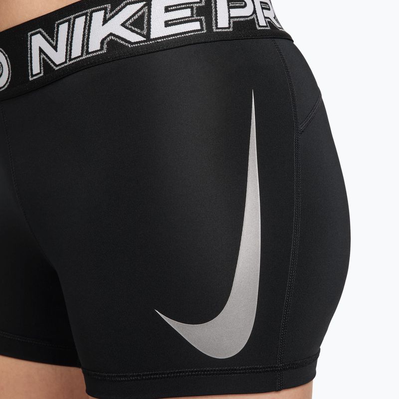 Dámske tréningové šortky Nike Pro Mid Rise Biker 3" black/white/metallic silver 8