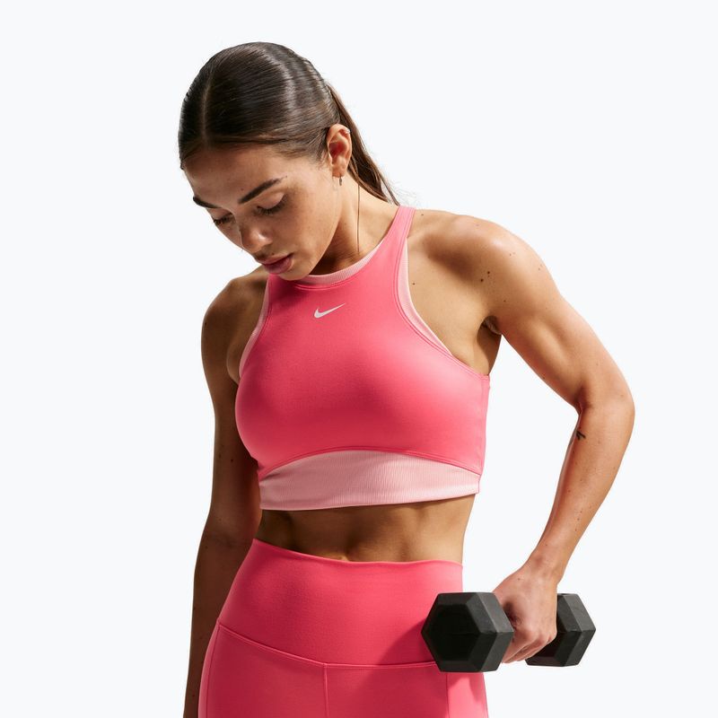 Tréningová podprsenka Nike One Medium Support Sea coral/bleached coral/white 4