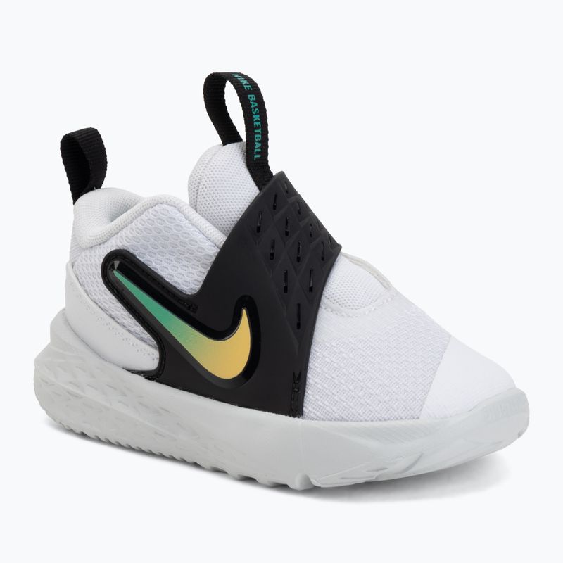Detské topánky Nike Team Hustle D 12 white/black/clear emerald/topaz gold