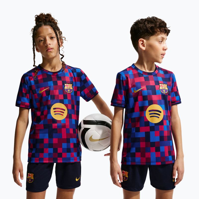 Detský futbalový dres Nike FC Barcelona Dri-Fit Pre-Match noble red/mineral yellow