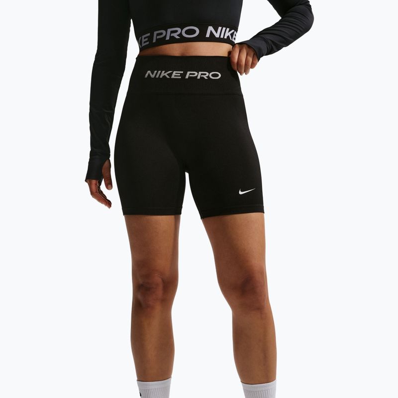 Dámske tréningové šortky Nike Pro Seamless High Waisted Biker 5" black/white 5