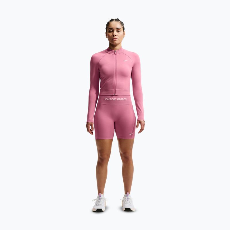 Dámske tréningové šortky Nike Pro Seamless High Waisted Biker 5" peony/white 2