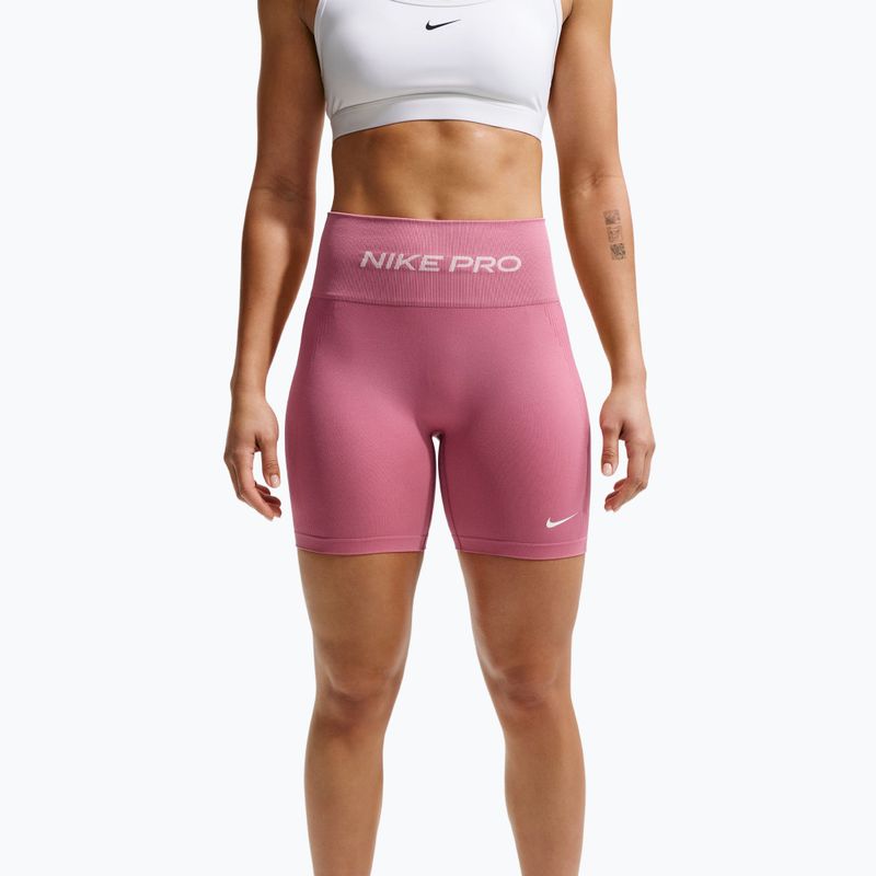 Dámske tréningové šortky Nike Pro Seamless High Waisted Biker 5" peony/white 5