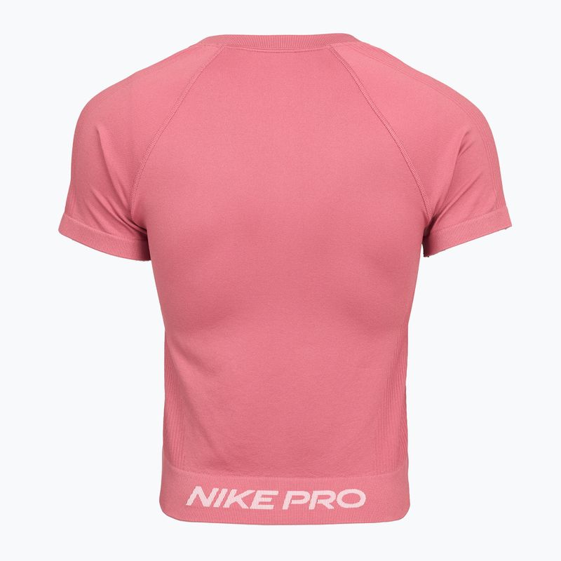 Dámske tréningové tričko Nike Pro Seamless Dri-Fit peony/white 2