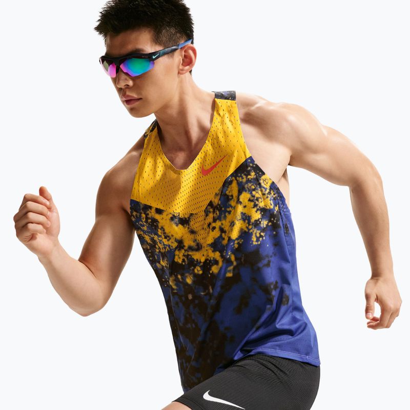 Pánske bežecké tričko Nike AeroSwift Dri-Fit ADV Singlet citron pulse/lapis/bright crimson 4