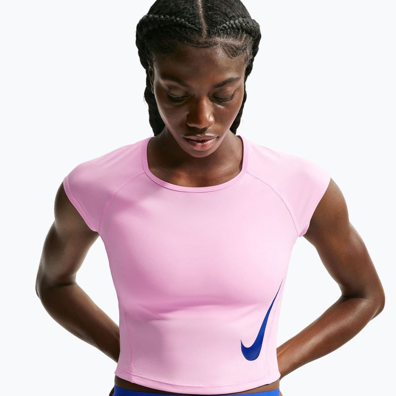 Dámske bežecké tričko Nike Tempo Swoosh Run Dri-Fit pink rise/pink rise/old royal