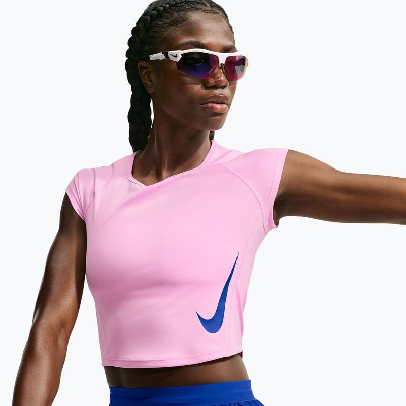Dámske bežecké tričko Nike Tempo Swoosh Run Dri-Fit pink rise/pink rise/old royal 4