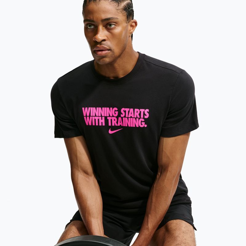 Pánske tréningové tričko Nike Dri-Fit Winning black/hyper pink 5