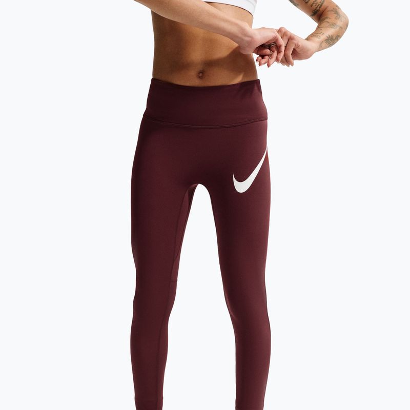 Dámske bežecké legíny Nike Tempo Swoosh Run High-Waisted 7/8 mystic dates/white 5