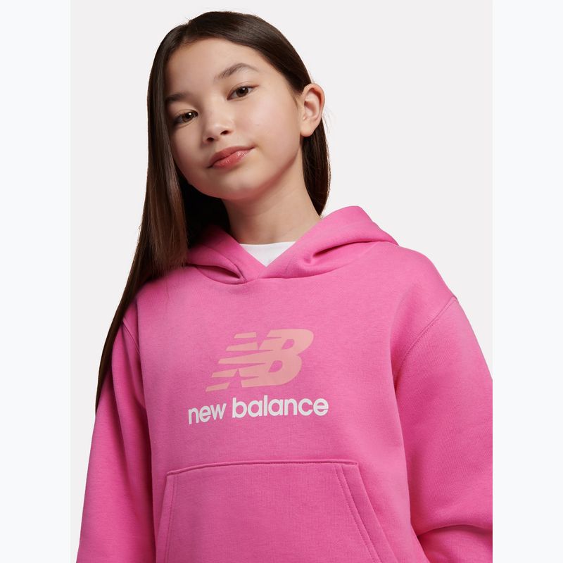 Detská mikina New Balance FT Stacked Logo Hoodie pink satin 5