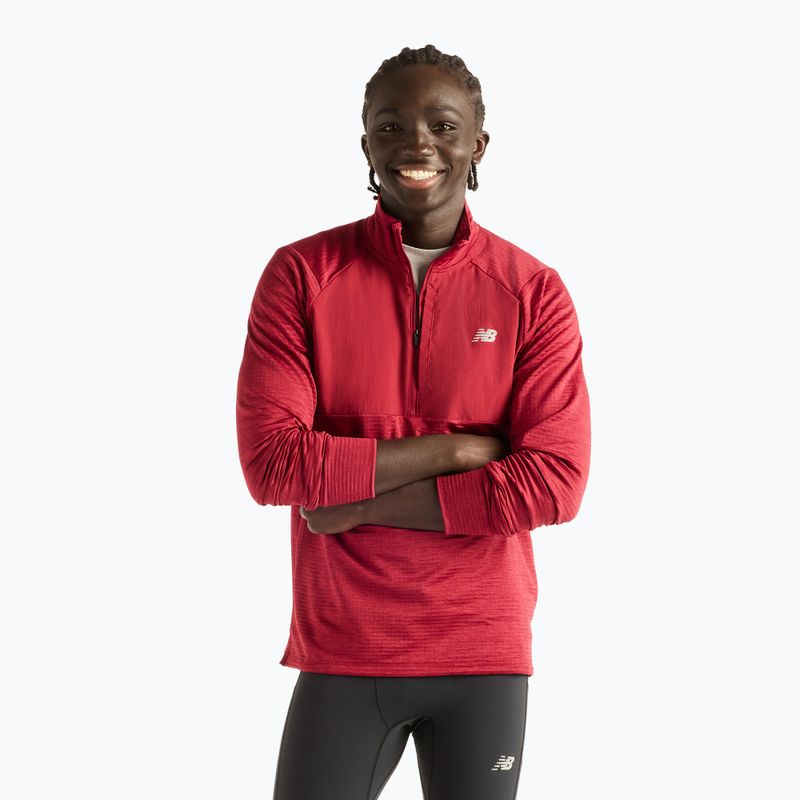 Pánske bežecké tričko longsleeve New Balance Athletics Heat Grid 1/2 Zip podium red