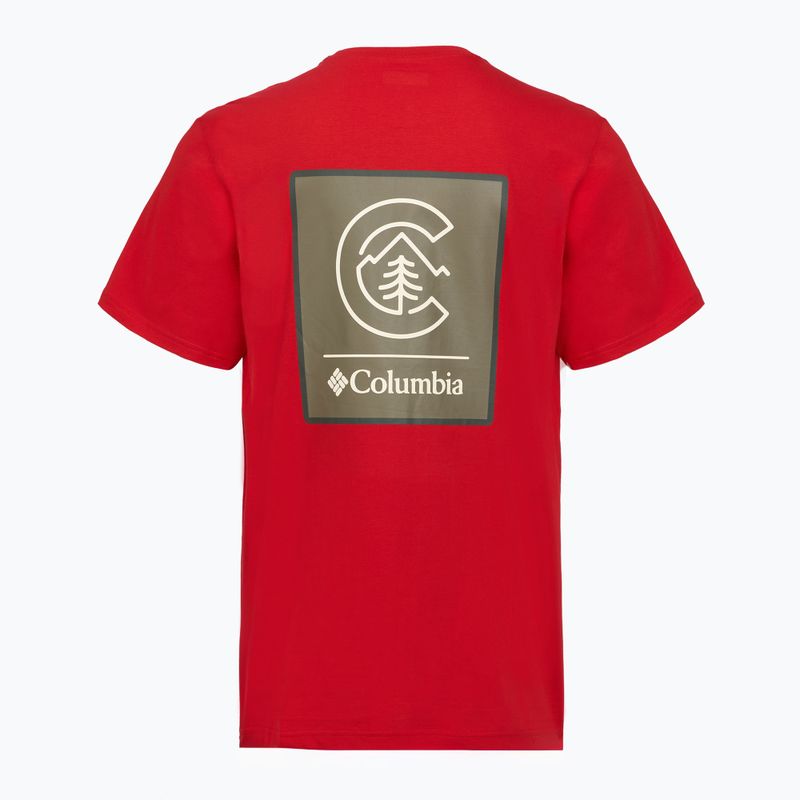 Pánske tričko Columbia CSC Basic Logo Back Tee mountain red/linework c badge 2