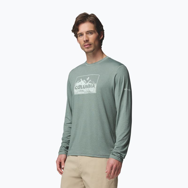 Pánske tričko longsleeve Columbia Parsons Point LS Graphic Tee sedona sage heather framed peakscape 4