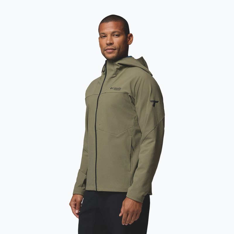 Pánska softshellová bunda Columbia Tennen Mountain Hooded Softshell stone green 5