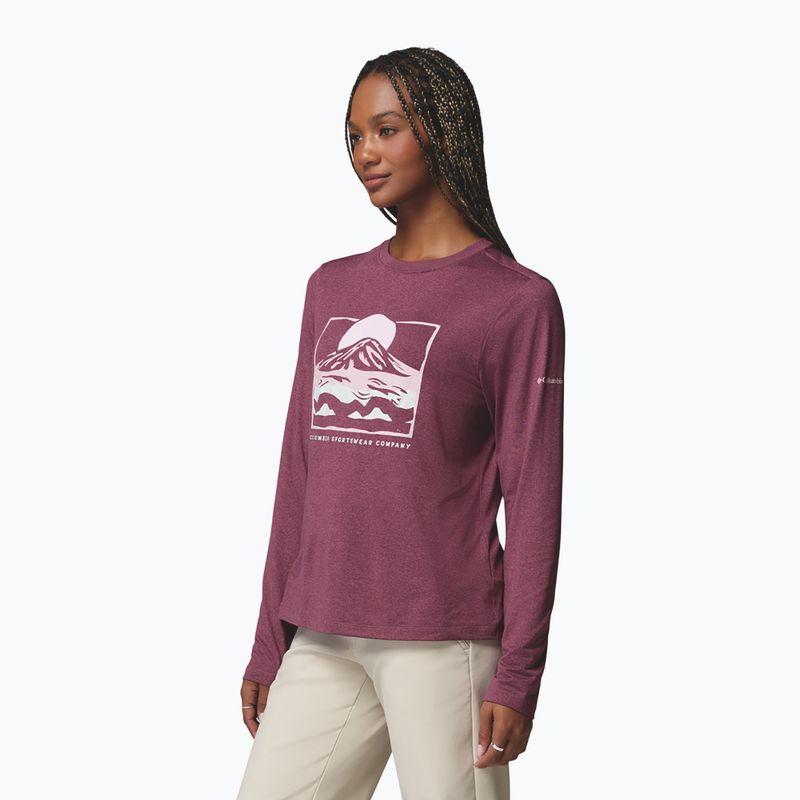 Dámske tričko longsleeve Columbia Parsons Point LS Graphic Tee antique mauve heather/all terrain 4
