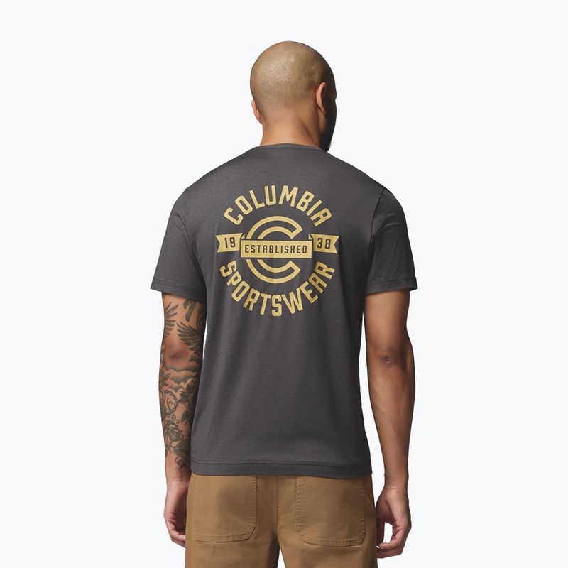 Pánske tričko Columbia Parsons Point SS Back Graphic Tee black heather blocky banner button 3