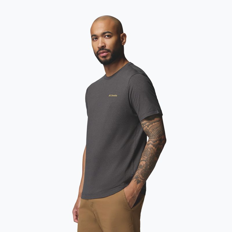 Pánske tričko Columbia Parsons Point SS Back Graphic Tee black heather blocky banner button 4