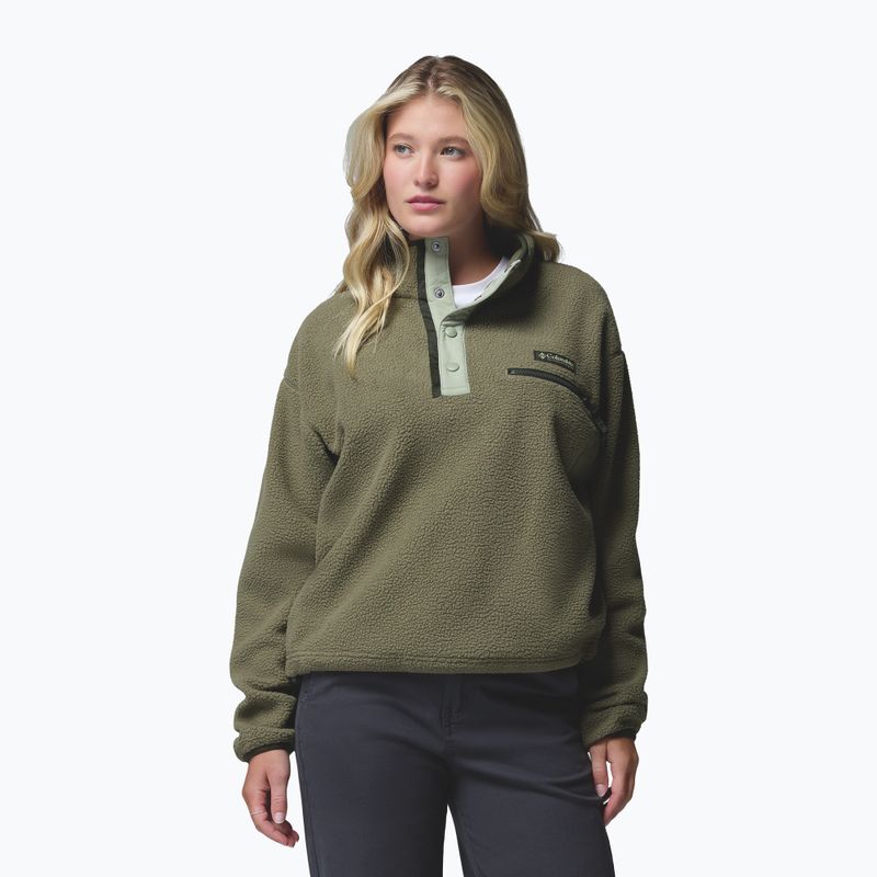 Dámska fleecová mikina Columbia Helvetia II Cropped Half Snap Fleece stone green/safari