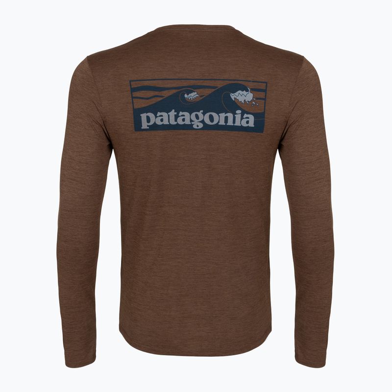 Pánske tričko longsleeve Patagonia Cap Cool Daily Boardshort Logo LS berm brown - light berm brown x-dye 2
