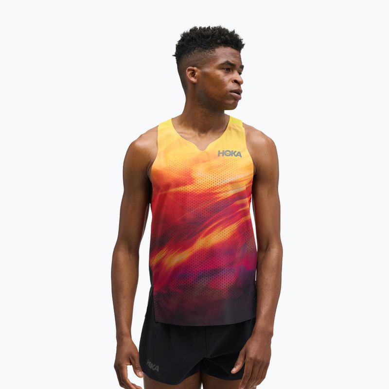 Pánske bežecké tričko HOKA Race Day Singlet TR Print hoka citrus 4