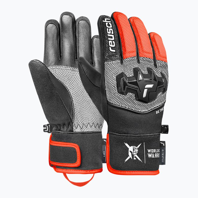 Detské lyžiarske rukavice Reusch Worldcup Warrior Prime R-Tex XT Mitten black/silver/fluo red 2