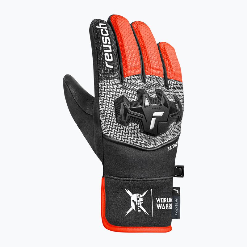 Detské lyžiarske rukavice Reusch Worldcup Warrior Prime R-Tex XT Mitten black/silver/fluo red 3