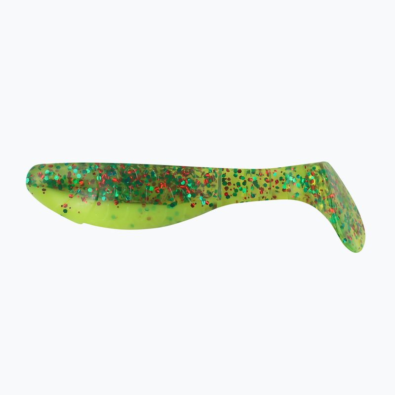 Relax Hoof 3 Laminovaná gumová návnada 4 ks. Chartreuse-Blue, Red Glitter / Silk BLS3-L