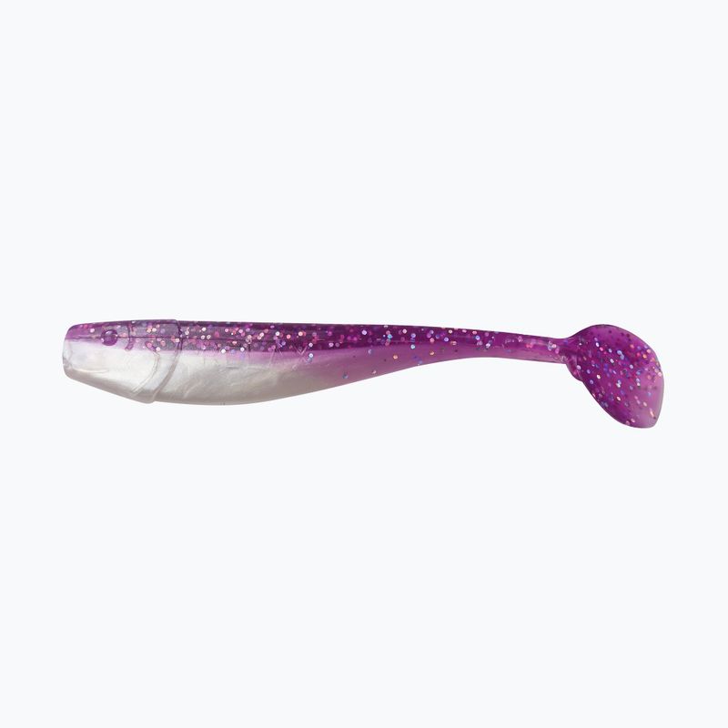 Relax Kingshad 5 Laminovaná gumová nástraha 3 ks fialovo-hologramové trblietky biela perla KS5