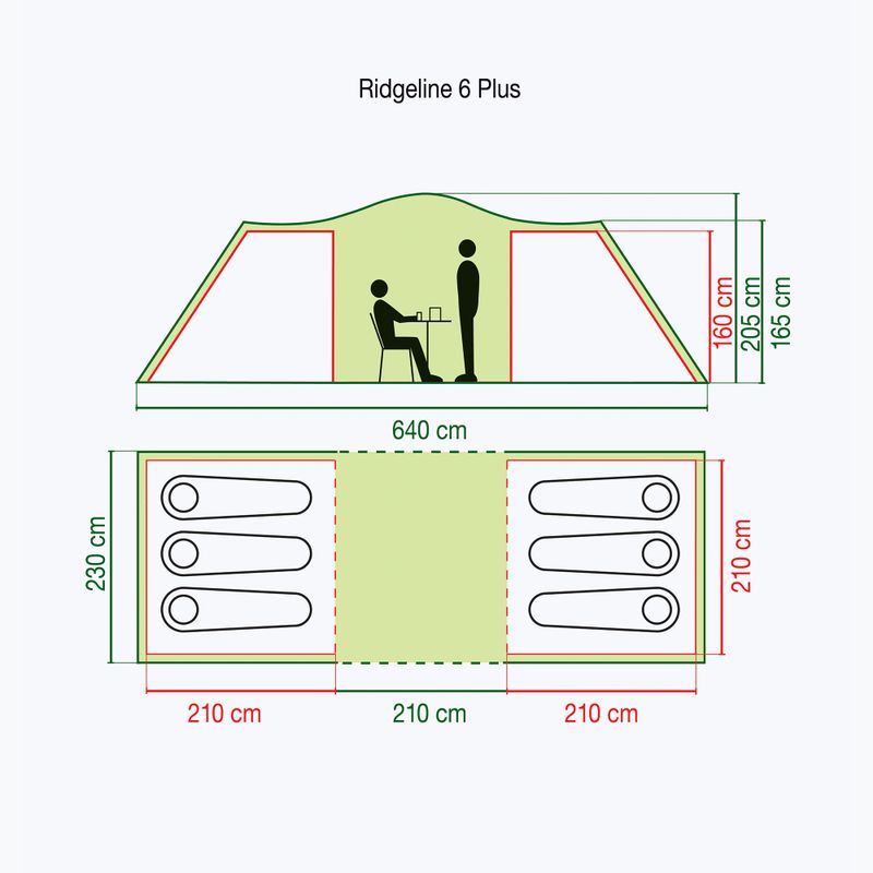 Kempingový stan Coleman Ridgeline 6 Plus zelený pre 6 osôb 2000038891 2