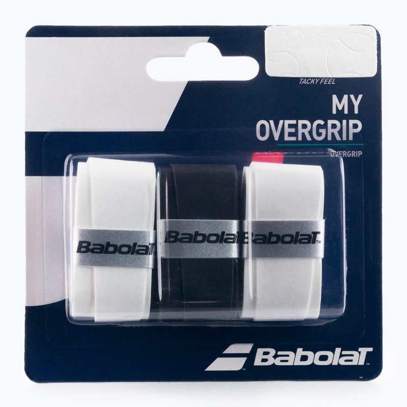 Obaly na tenisové rakety Babolat My Overgrip 3 ks čierno-biele 653045