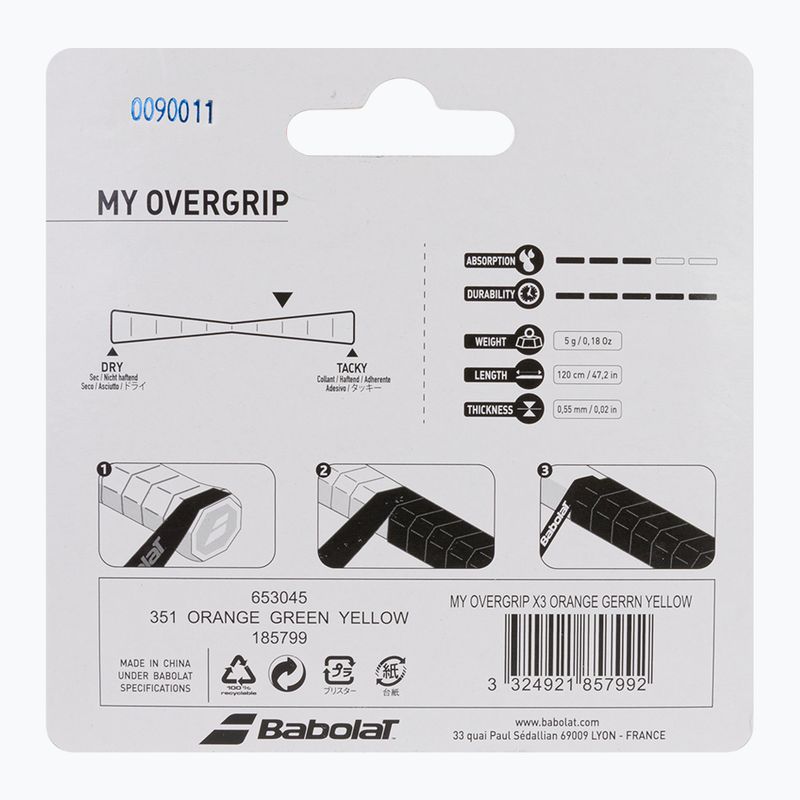 Obaly na tenisové rakety Babolat My Overgrip 3 ks farba 653045 2