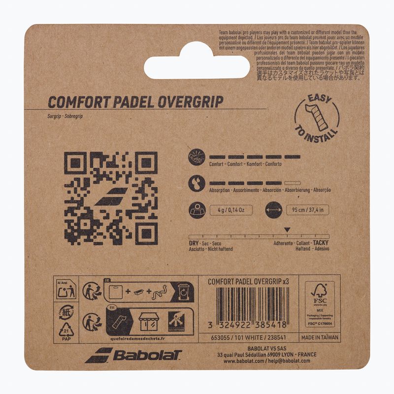 Omotávky na padel Babolat Comfort Padel 3 pack white 4