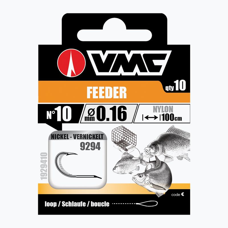 VMC Feeder NI methode leader loop hook with barb + line 10 ks clear 1929410