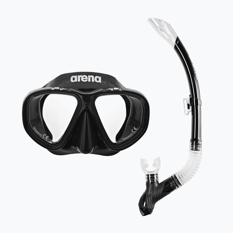 Súprava na šnorchlovanie arena Premium Snorkeling Set black/clear/black