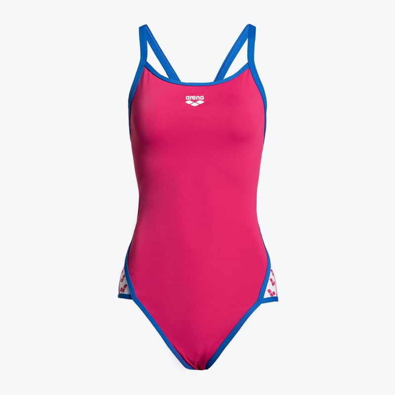 Dámske jednodielne plavky arena Team Stripe Super Fly Back One Piece pink 1195/97