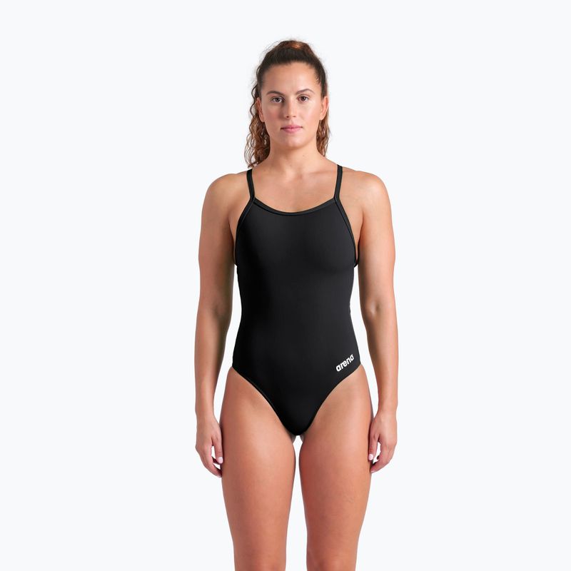 Dámske jednodielne plavky Arena Team Light Drop Solid black/white 5