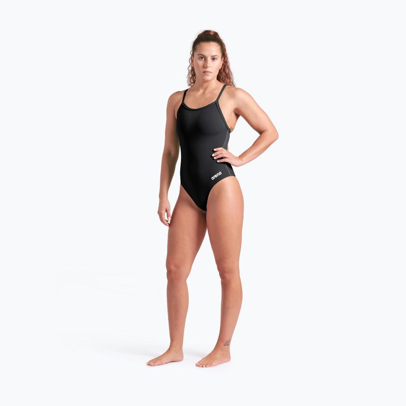 Dámske jednodielne plavky Arena Team Light Drop Solid black/white 6