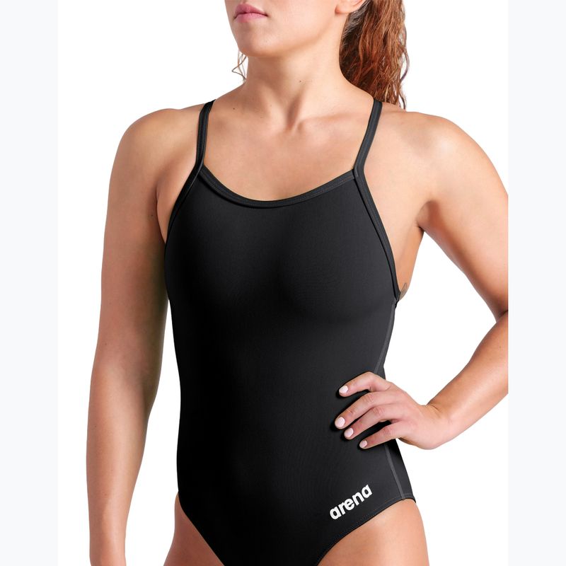 Dámske jednodielne plavky Arena Team Light Drop Solid black/white 8