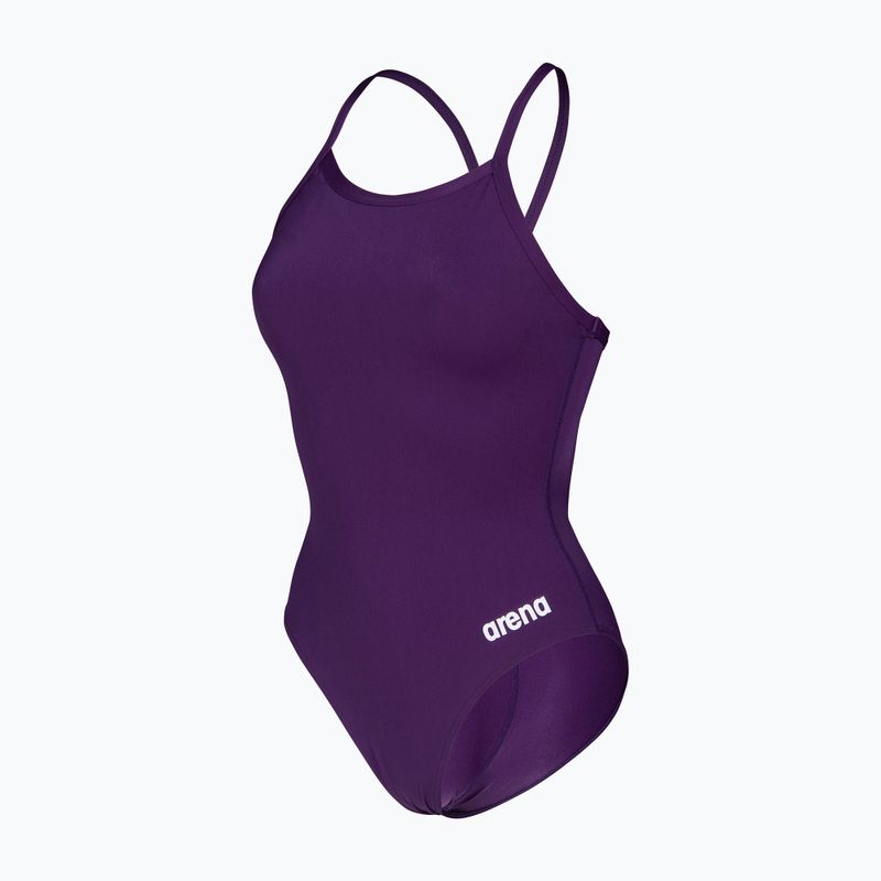 Dámske jednodielne plavky Arena Team Light Drop Solid plum/white 3