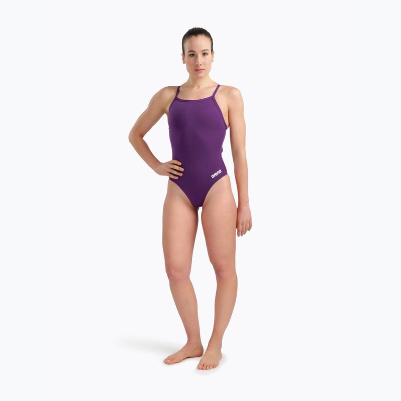 Dámske jednodielne plavky Arena Team Light Drop Solid plum/white 6