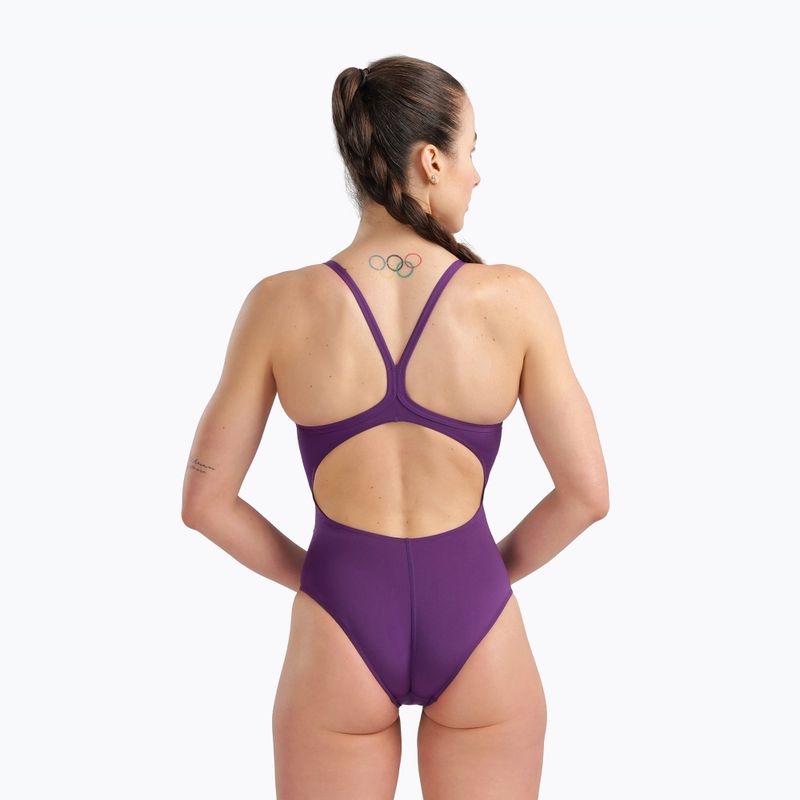 Dámske jednodielne plavky Arena Team Light Drop Solid plum/white 7