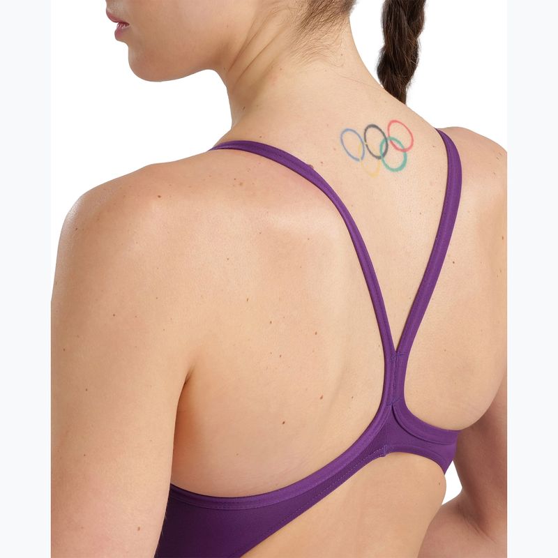Dámske jednodielne plavky Arena Team Light Drop Solid plum/white 8