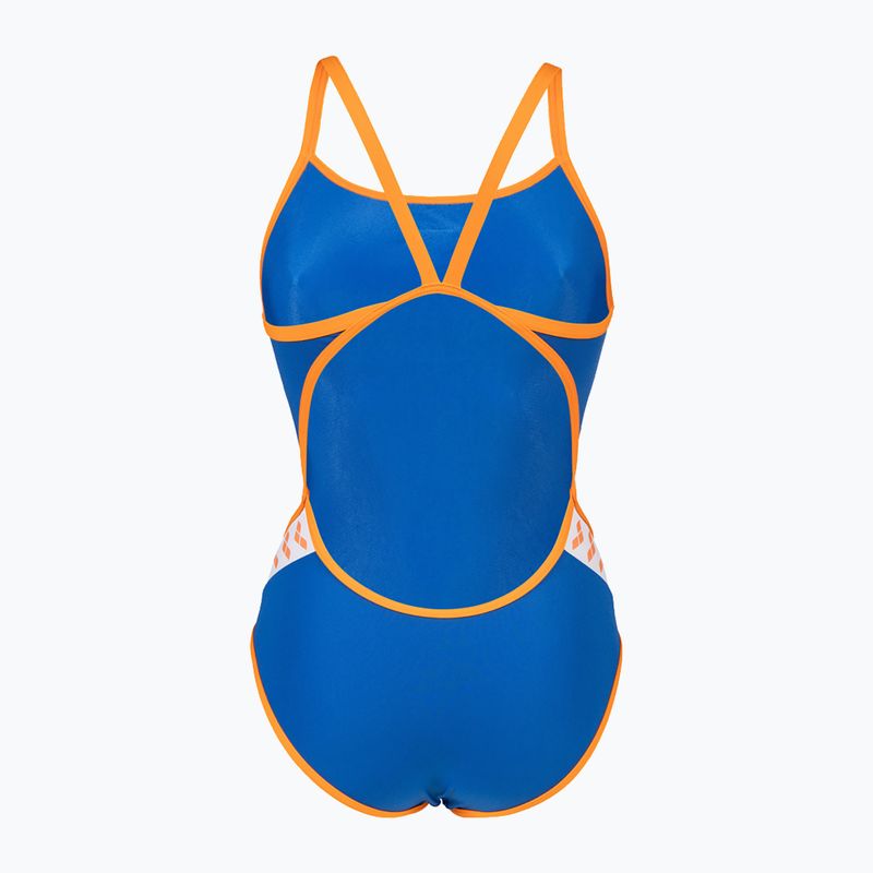 Dámske jednodielne plavky arena Icons Super Fly Back Solid blue/orange 005036/751 3