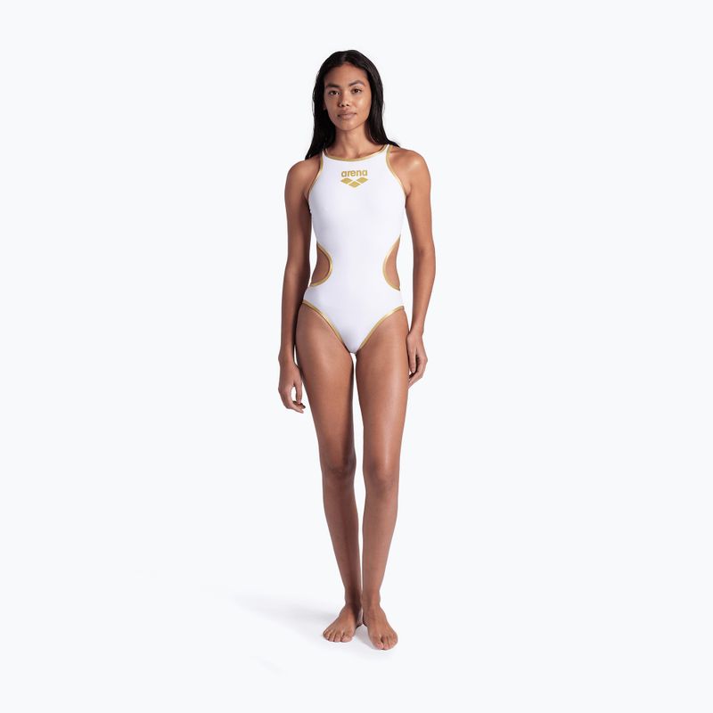 Dámske jednodielne plavky Arena One Biglogo One Piece white/gold 7