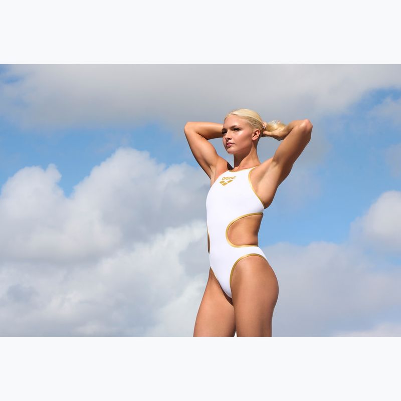 Dámske jednodielne plavky Arena One Biglogo One Piece white/gold 11