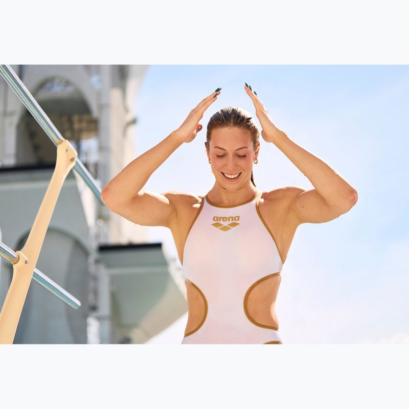 Dámske jednodielne plavky Arena One Biglogo One Piece white/gold 12