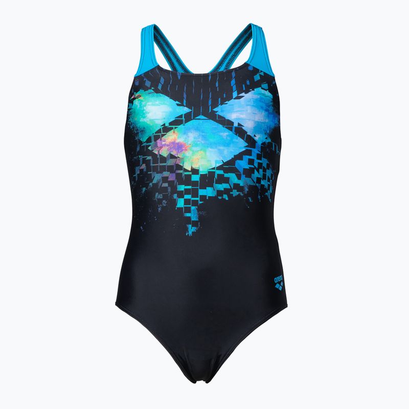 Detské jednodielne plavky arena Multi Pixels New Swim Pro Back black/turquoise