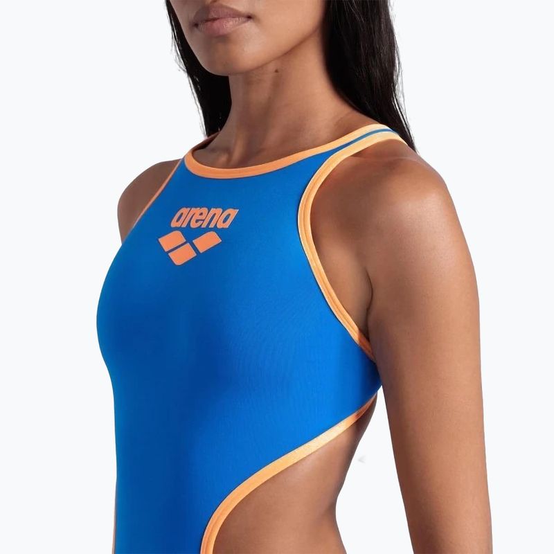 Dámske jednodielne plavky arena One Biglogo One Piece blue river/fluo orange 4