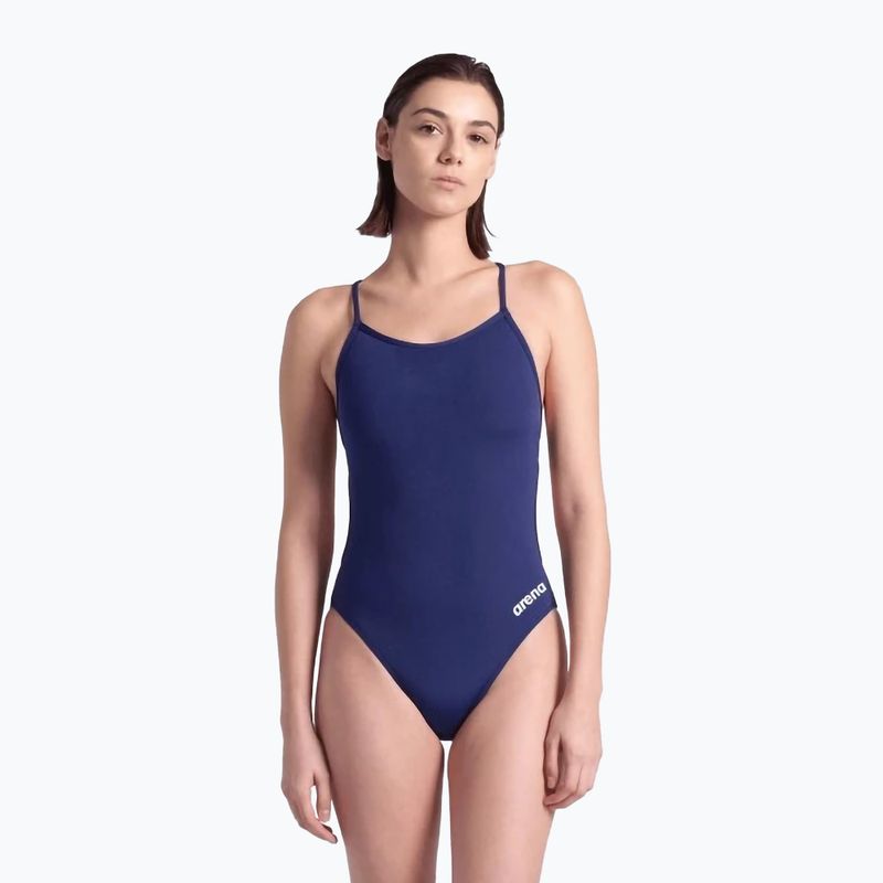Dámske jednodielne plavky arena Lace Back Solid navy/white 5